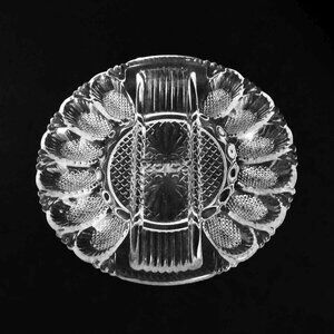 Vintage 1950's Mid-Century Glass Deviled Egg & Relish Platter